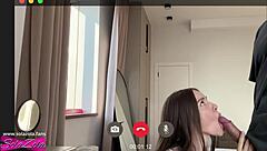 Sexy Brunette in Stockings Sucks Cock and Fucks New Boyfriend