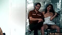 omg this gorgeous ebony teen 18+ gets fucked missionary after flogging in taboo roleplay 😍