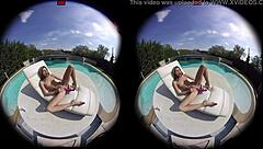 virtualporndesire features gina gerson enjoying some fun by the pool in 180 vr at 60 fps.