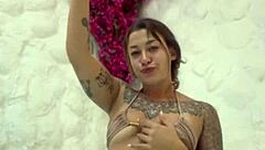 Brazilian latina masturbates solo in hotel room with big ass flashing