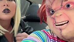 Chucky safado fudendo a tiffanny no halloween with big ass latina riding in cowgirl