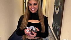 Perfect petite tattooed teen twerks on 13 inch black cock in bedroom POV