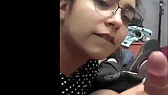 Horny teen 18+ gives handjob with finish in his hand, lots of milk 😈💦