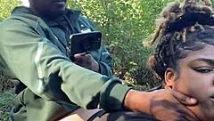 bbw ebony milf skips panties under sundress for big black cock creampie in her wet pussy anywhere