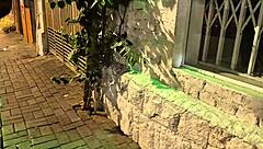 Hey, this carnaval cop caught a guy and ended up cumming all over his big dick in the street.