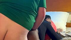 Amateur ebony babe sucks and fucks white guy hard in hood bedroom action