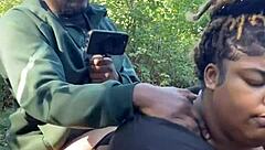 bbw ebony milf skips panties under sundress for big black cock creampie in her wet pussy anywhere