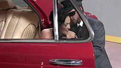 Dude Keeps His Shirt And Tie On While Fucking Sexy Woman In Lingerie Bent Over In And On Car!