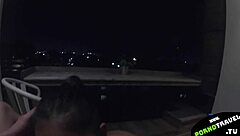 Can she really suck your dick on the balcony while friends watch her swallow cum?