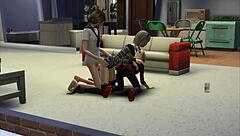 Sims 4 shows this old cuckold licking wet pussy in cunilingus scene