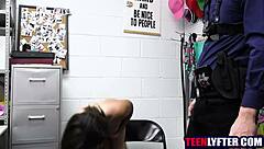 Hot latina teen caught shoplifting faces consequences with hard banging in back room