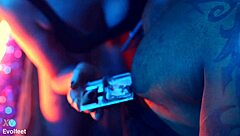 Big ass babe dominates with heel play and footjob while choking and gagging her sub in bisexual femdom session