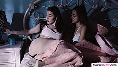 we're scissoring like crazy, me as asian teen and my brunette best friend