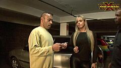 Valet Puts Huge Cock in Curvy Blonde in Front of Cuckold Husband