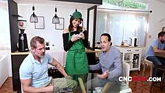 In the freeuse cafe, petite milf Cassie Del Isla offers tits for tips while getting fucked