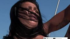 Wild Babalu Takes On Intense Oceanside Threesome With Blowjobs And Hardcore Fucking