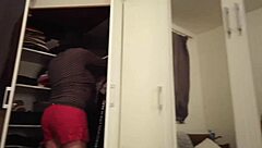 Shione Cooper in her 9th month of pregnancy shows off her big natural tits bouncing while sucking on her nipples