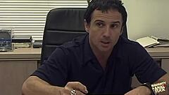 Horny blonde chick with big tits gets away with blowjob and cowgirl riding.