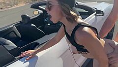 Oh man, getting fucked by two guys bent over the car in the public desert outdoor spot is intense.