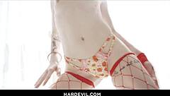 Oh yeah, this redheaded beauty teen 18+ Madi Collins is getting her ass fucked hard with deepthroat and gaping.