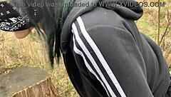 Why does this emo slut crave rough dick in a public park with choking and creampie