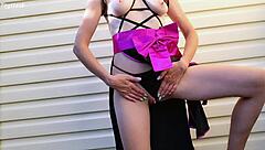 Hey, check out my horny Japanese stepsister fingering her tight asshole and wet pussy outdoors like that