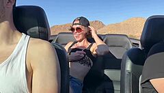 Oh man, getting fucked by two guys bent over the car in the public desert outdoor spot is intense.