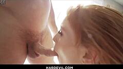 Oh yeah, this redheaded beauty teen 18+ Madi Collins is getting her ass fucked hard with deepthroat and gaping.