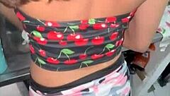 Arab wife gets ass fingered and fucked doggystyle by husband in kitchen with creampie!