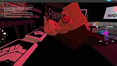 Blonde bitch gets fucked hard by monster cock in deepthroat action! Rough pounding in Roblox Studio!