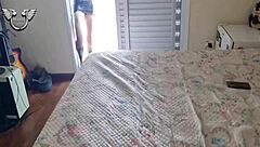 I felt so excited spying on my hot neighbor from the balcony before our full menage.