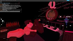 Blonde bitch gets fucked hard by monster cock in deepthroat action! Rough pounding in Roblox Studio!