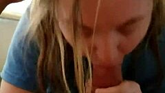 hey, you think this blonde can handle sucking that hung stud until he explodes everywhere?