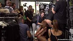 naked euro slave bound in bondage gets dominated and fucked hard in public outdoor flashing