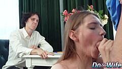 That perverted cop is ass-fucking Funky Town while her cuck husband watches