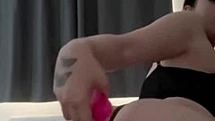 hey, this playful brunette is all about that dildo fun in solo squirting action