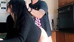 Hey best friend, want to fuck me doggystyle in the kitchen while he watches TV right next to us?