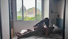 Bodybuilder Brunette Babe Takes Creampie in Fishnets and Lingerie