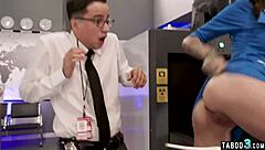 Hey, why don't you fuck this big-boobed skinny flight attendant like Rocky Emerson with that security guard vibe?