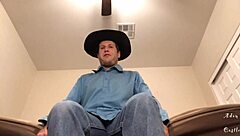 this cowboy takes charge in pov style making you worship his bare feet domination