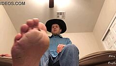 this cowboy takes charge in pov style making you worship his bare feet domination