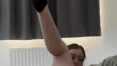 horny british girl plays with toys solo