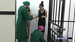 Dr Tampa encounters strangers in the night with Angel Santana and Aria Nicole in latex nurse gloves at hospital.