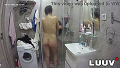 Luuv tattooed Alice joins her boyfriend in the shower while the webcam records