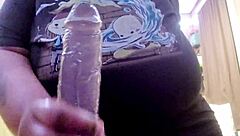boyfriend with huge monster cock subtly tempts curvy bbw friend using big dildo toy