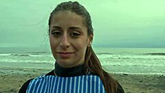 You beautiful Italian babe Silvia Soprano, get dominated roughly on this Norwegian beach with slapping and spitting!