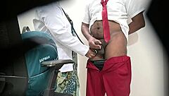 Doctor Flashes Patient Cock While Schoolboy Watches In Outdoor Public Hospital Scene