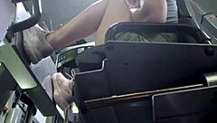 in the gym locker room, a horny teen beauty massages her shaved pussy on the bench until she squirts everywhere