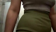 in the gym locker room, a horny teen beauty massages her shaved pussy on the bench until she squirts everywhere