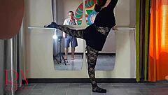 ballerina in fishnets gets her ass spanked and pussy fucked hard by dominating teacher in studio punishment